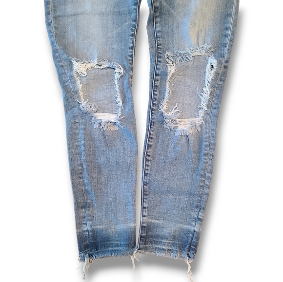 Abercrombie & Fitch Simone Stretch High Rise Distressed Blue Denim Jeans Size 29 - Picture 3 of 8